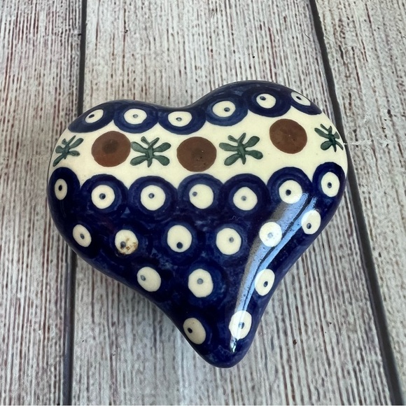 Boleslawiec Polish Pottery Heart Trinket Box - Picture 1 of 5